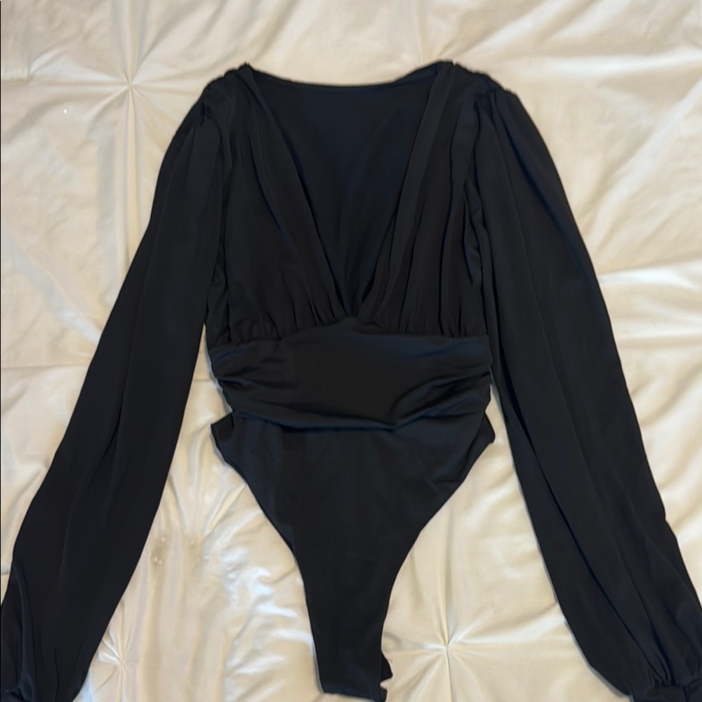 Elegant Black Long Sleeve Bodysuit